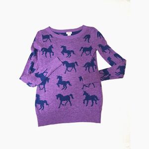 Cotton Unicorn Sweater Purple Blue Size XS Mossimo Magic Horse Y2K